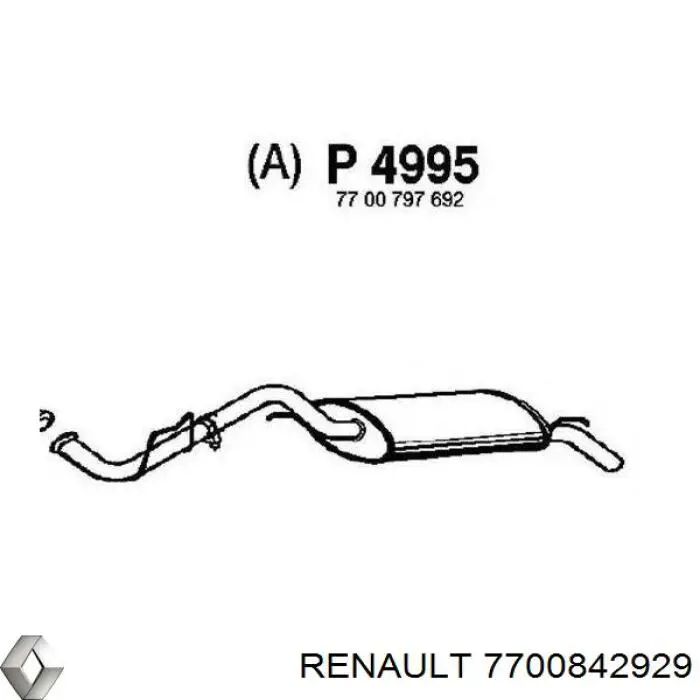 Compre 7700842929 Renault (RVI) Silenciador, parte traseira