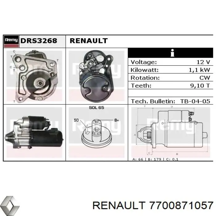 7700871057 Renault (RVI) Motor de arranco