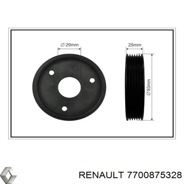 Compre 7700875328 Renault (RVI) Polia de bomba da Direção hidrâulica assistida