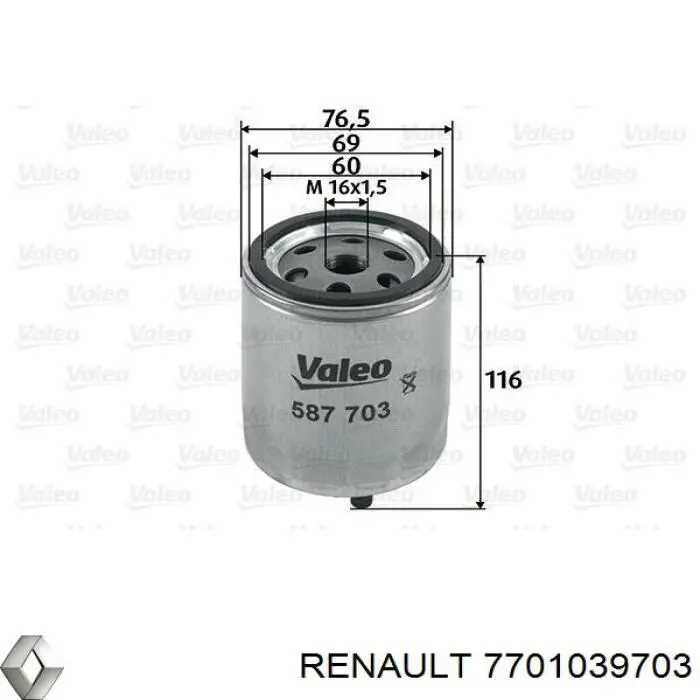 Compre 7701039703 Renault (RVI) Filtro de combustível