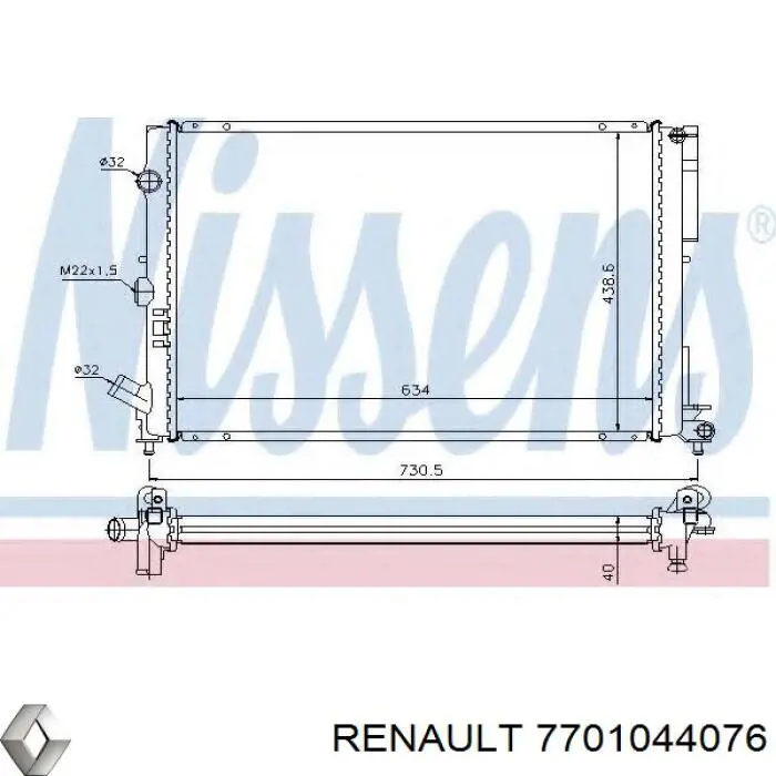 Radiador de esfriamento de motor Nissens 63841