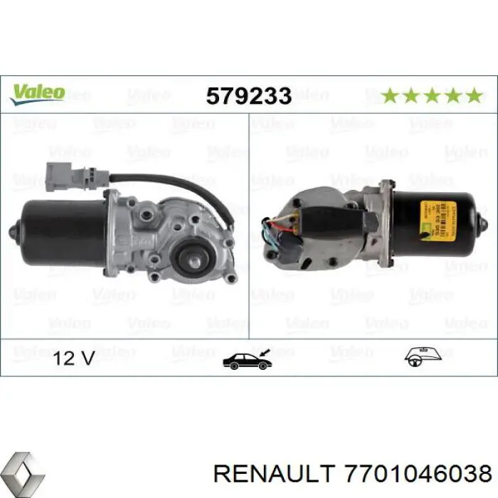 Compre 7701046038 Renault (RVI) Motor de limpador pára-brisas do pára-brisas