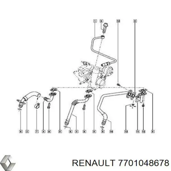 Compre 7701048678 Renault (RVI) Vedante de mangueira de derivação de óleo de turbina