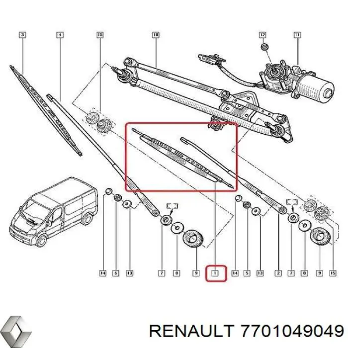 Compre 7701049049 Renault (RVI) Limpa-pára-brisas do pára-brisas de condutor