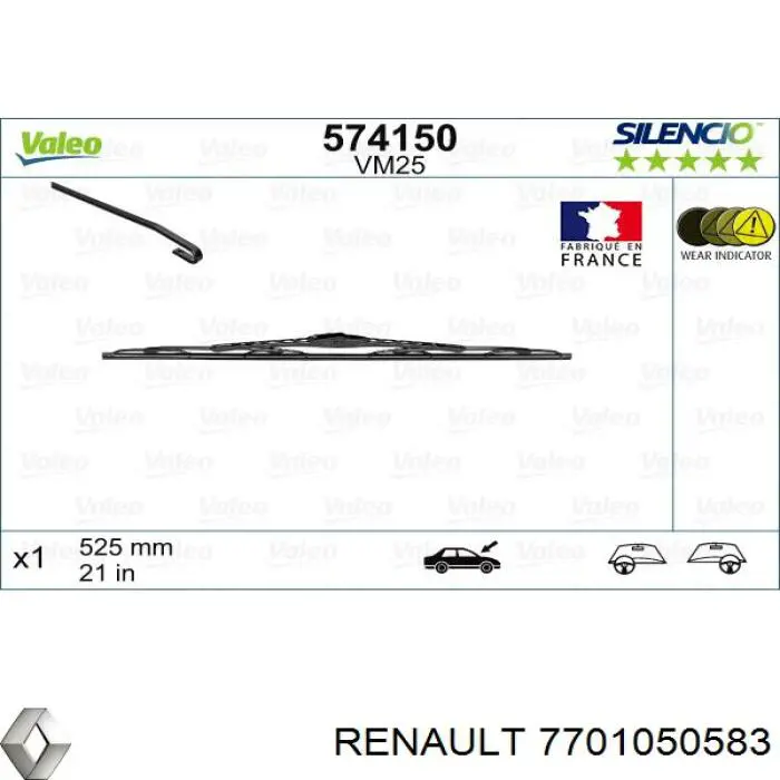 Limpa-pára-brisas do pára-brisas de passageiro Renault (RVI) 7701050583 preço, a partir de 18,62 USD