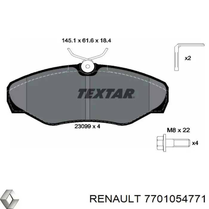 Compre 7701054771 Renault (RVI) Sapatas do freio dianteiras de disco