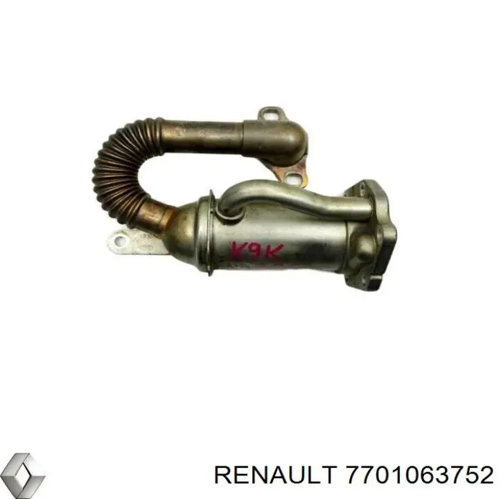 Radiador do sistema EGR de recirculação dos gases de escape 7701063752 Renault (RVI)