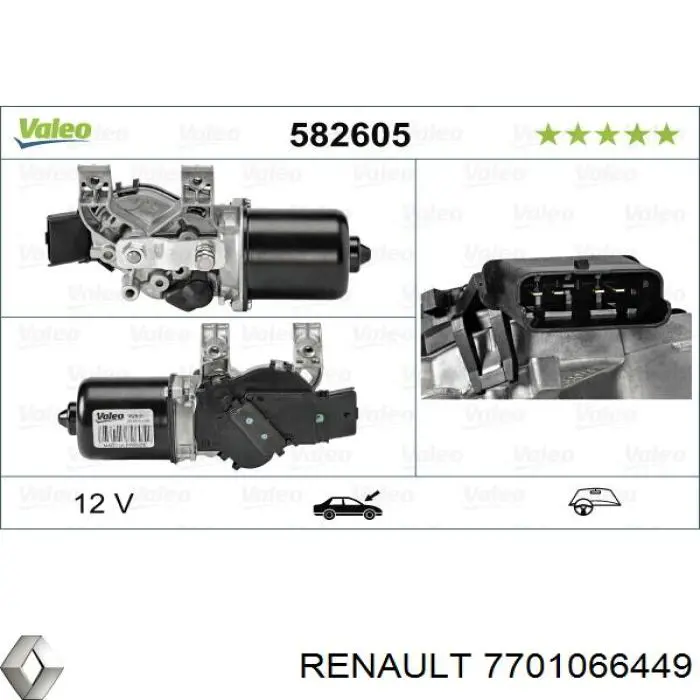 7701066449 Renault (RVI) Motor de limpador pára-brisas do pára-brisas