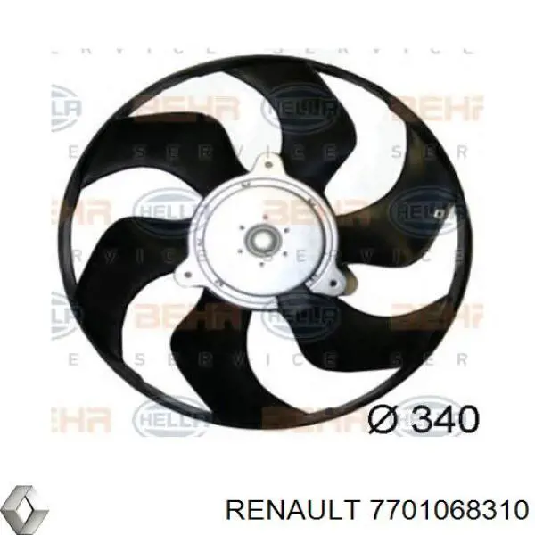 7701068310 Renault (RVI) Ventilador elétrico de esfriamento montado (motor + roda de aletas)