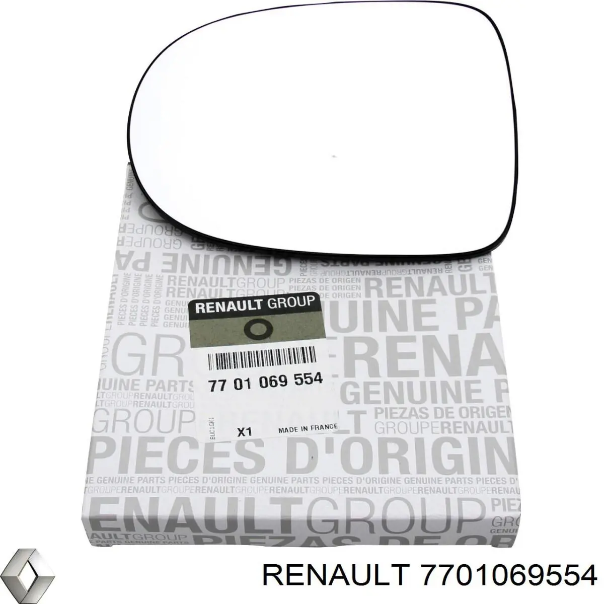 7701069554 Renault (RVI) Elemento espelhado do espelho de retrovisão