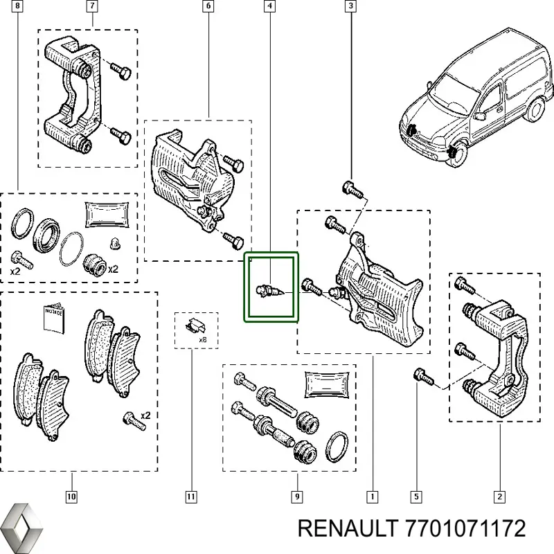 Compre 7701071172 Renault (RVI) Cilindro traseiro do freio de rodas de trabalho