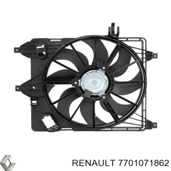 7701071862 Renault (RVI) Ventilador elétrico de esfriamento montado (motor + roda de aletas)