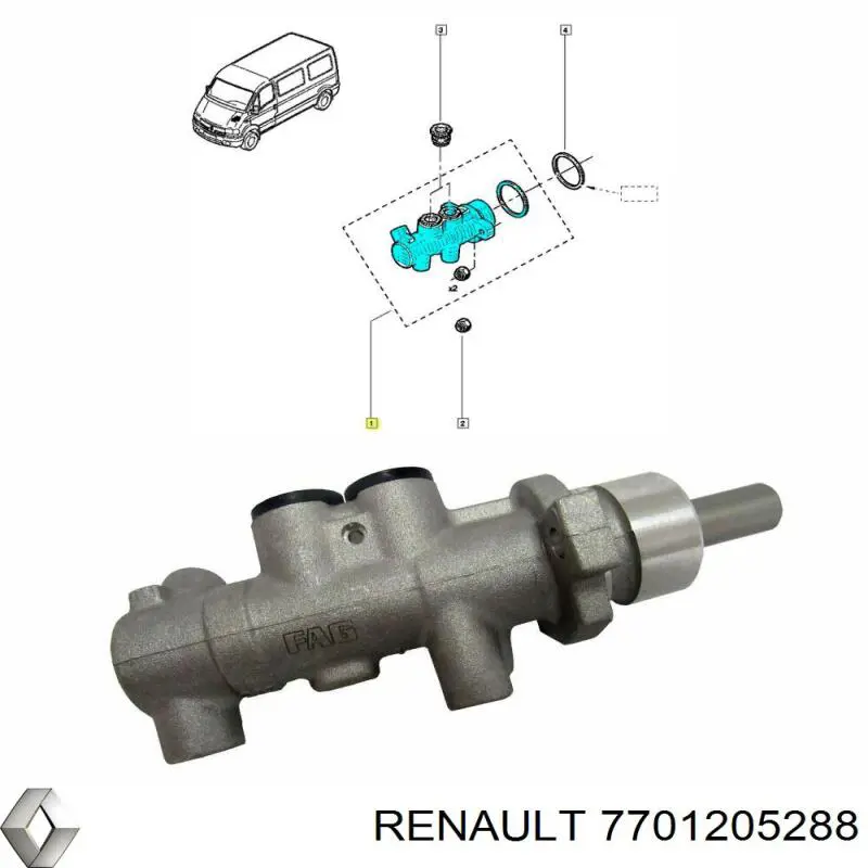 Cilindro mestre do freio Renault (RVI) 7701205288 preço, a partir de 85,84 USD