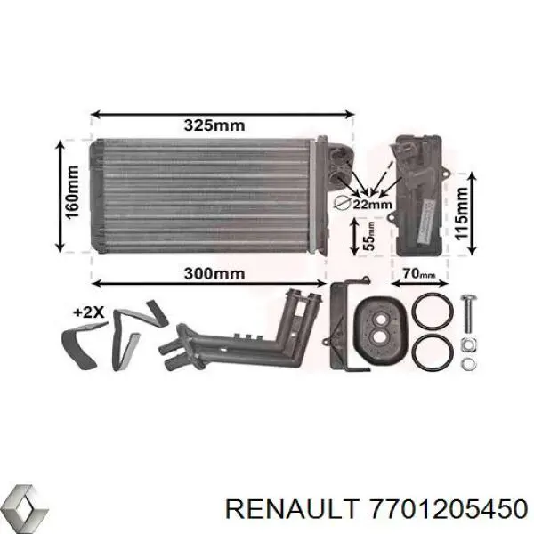 Radiador de forno (de aquecedor) Renault (RVI) 7701205450 preço, a partir de 38,81 USD