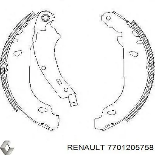 7701205758 Renault (RVI) Sapatas do freio traseiras de tambor