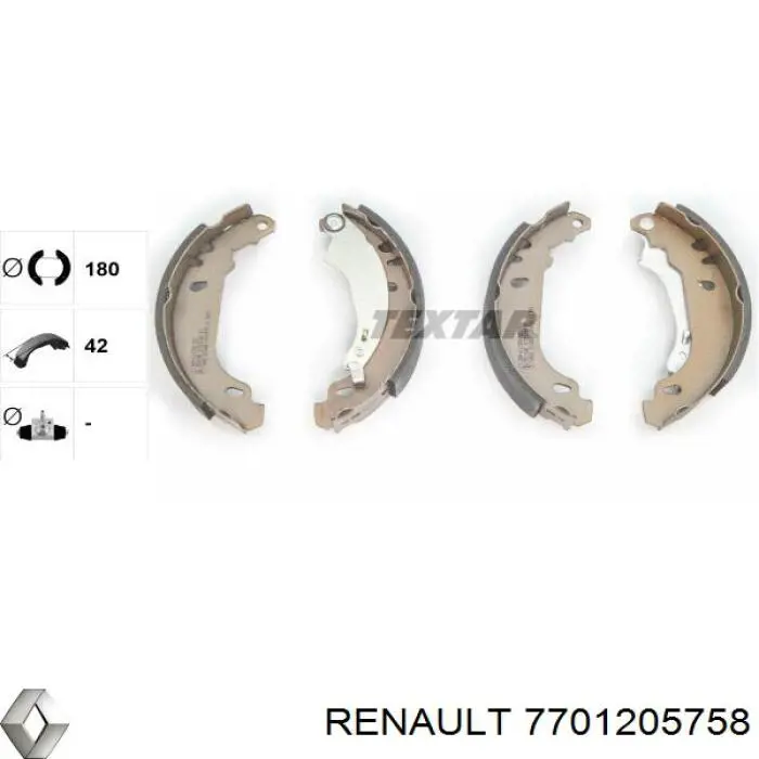 Compre 7701205758 Renault (RVI) Sapatas do freio traseiras de tambor