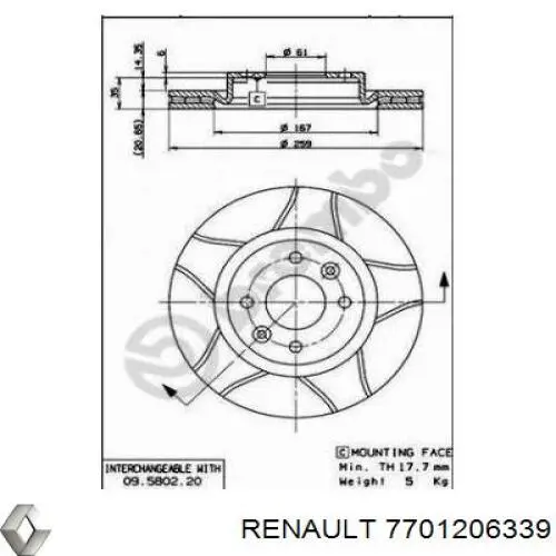 Compre 7701206339 Renault (RVI) Disco do freio dianteiro