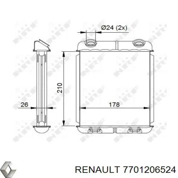 7701206524 Renault (RVI) Radiador de forno (de aquecedor)