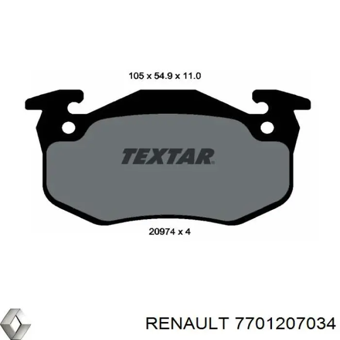 7701207034 Renault (RVI) Sapatas do freio traseiras de disco