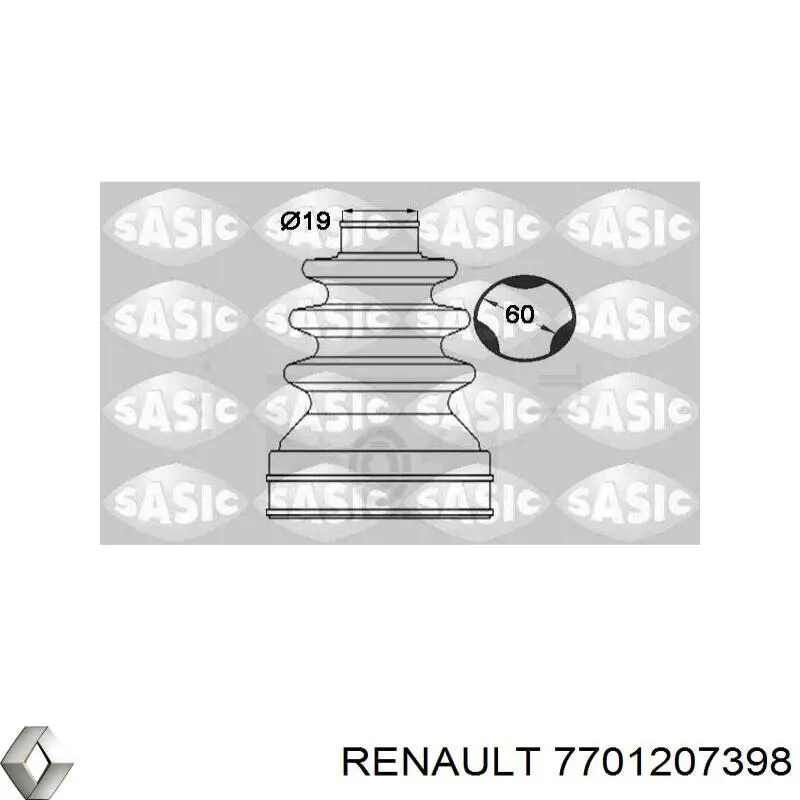 Compre 7701207398 Renault (RVI) Bota de proteção interna de junta homocinética do semieixo dianteiro