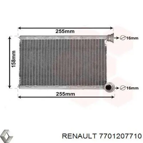 Radiador de forno (de aquecedor) Renault (RVI) 7701207710 preço, a partir de 77,01 USD