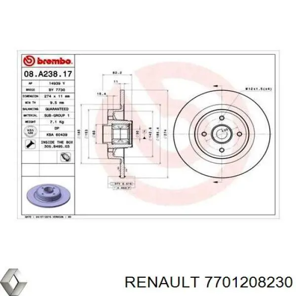 Compre 7701208230 Renault (RVI) Disco do freio traseiro