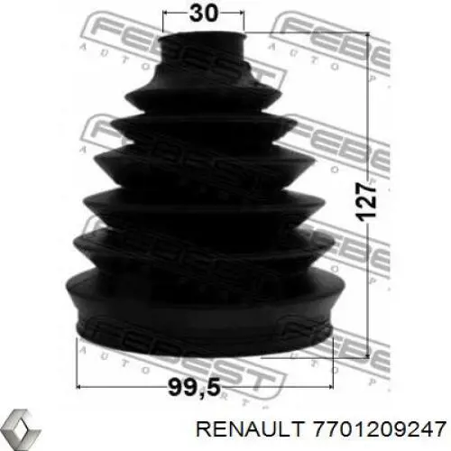 Compre 7701209247 Renault (RVI) Bota de proteção externa de junta homocinética do semieixo dianteiro