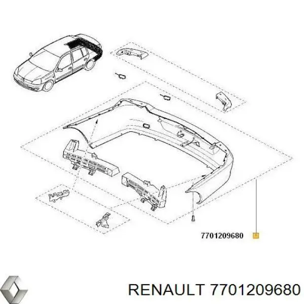 Pára-choque traseiro Renault (RVI) 7701209680 preço, a partir de 94,28 USD