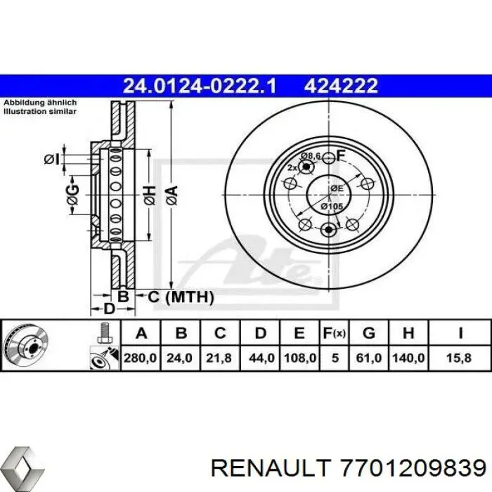 Disco do freio dianteiro Renault (RVI) 7701209839 preço, a partir de 46,39 USD