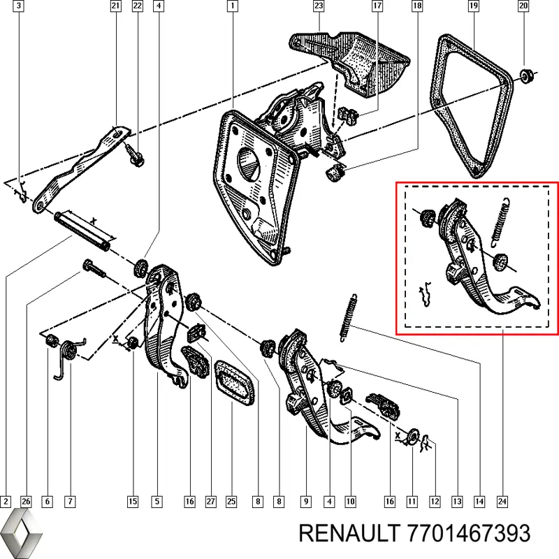 Pedal de embraiagem Renault 19 II B53, C53