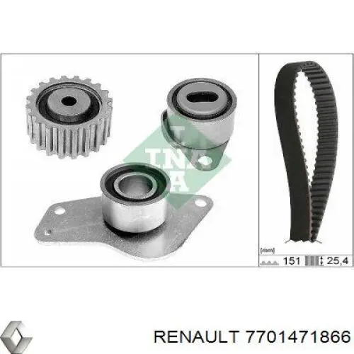 7701471866 Renault (RVI) Correia do mecanismo de distribuição de gás, kit
