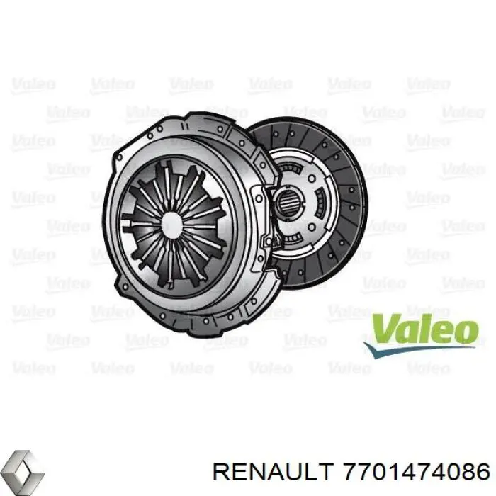 7701474086 Renault (RVI) Kit de embraiagem (3 peças)
