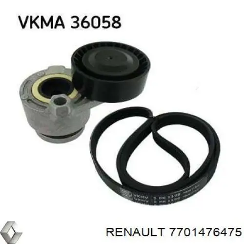 Compre 7701476475 Renault (RVI) Correia dos conjuntos de transmissão, kit