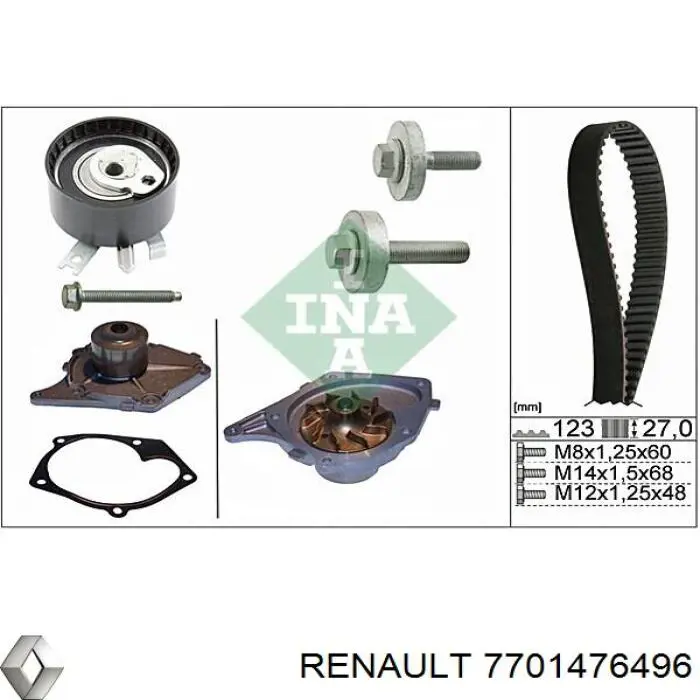 7701476496 Renault (RVI) Bomba de água (bomba) de esfriamento