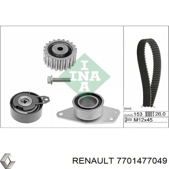 7701477049 Renault (RVI) Correia do mecanismo de distribuição de gás