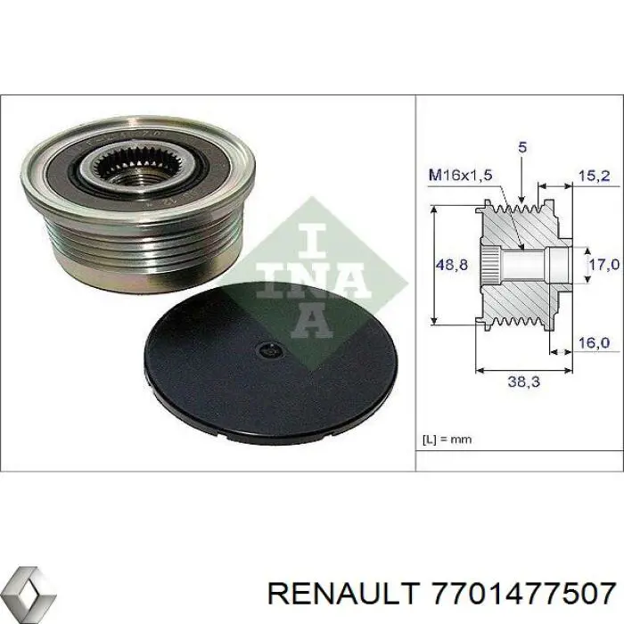 7701477507 Renault (RVI) Polia do gerador