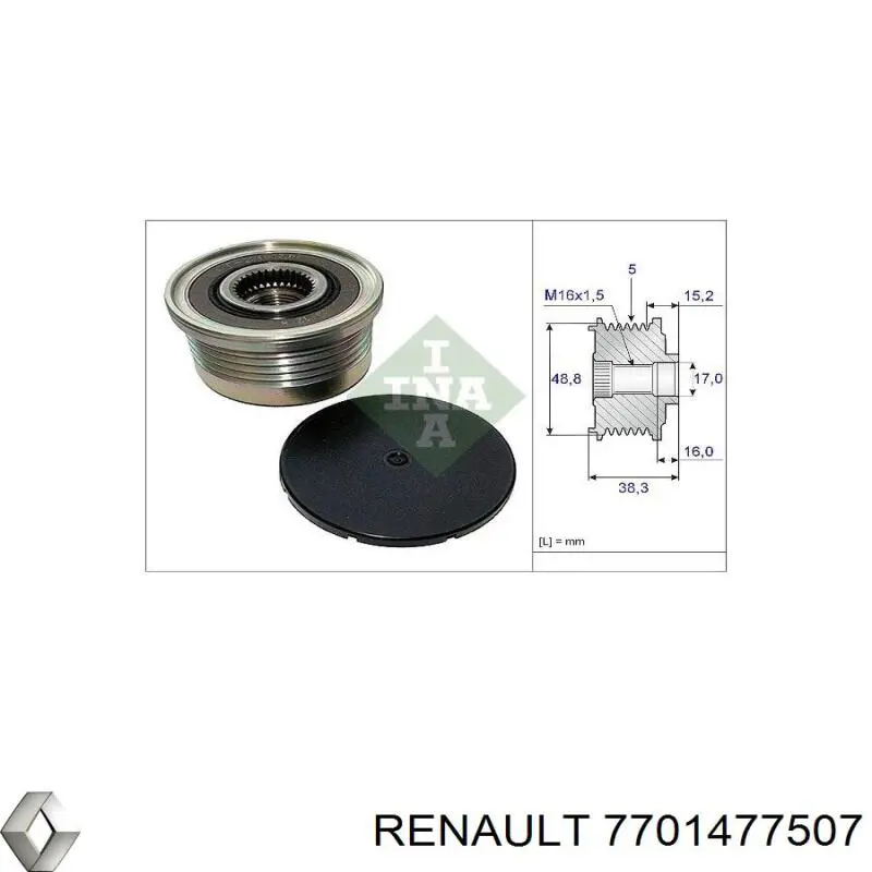 Polia do gerador Renault (RVI) 7701477507 preço, a partir de 40,53 USD