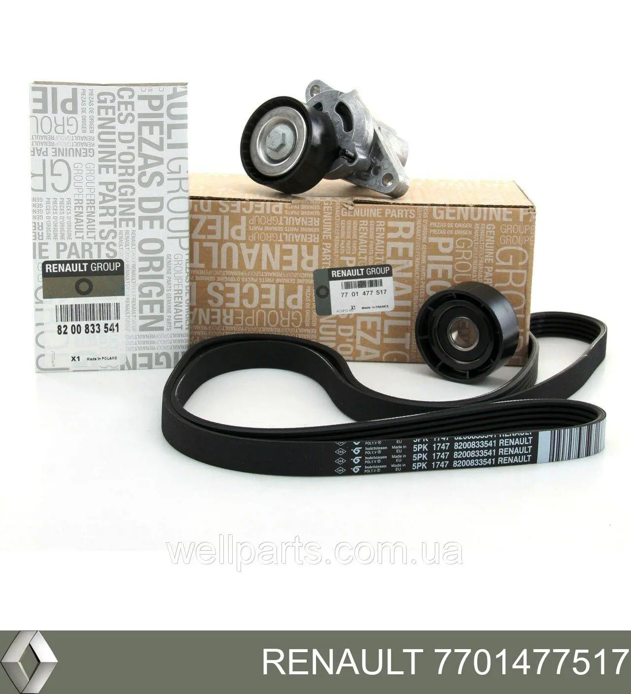 7701477517 Renault (RVI) Correia dos conjuntos de transmissão, kit