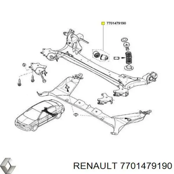 Bloco silencioso de viga traseira (de plataforma veicular) Renault (RVI) 7701479190 preço, a partir de 30,82 USD