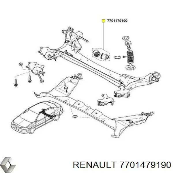 Compre 7701479190 Renault (RVI) Bloco silencioso de viga traseira (de plataforma veicular)