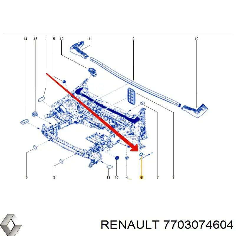 7703074604 Renault (RVI) Tampão de fundo de carroçaria