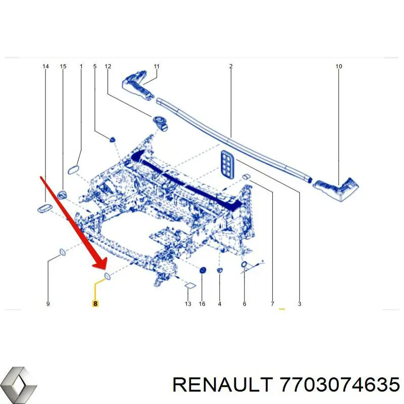 7703074635 Renault (RVI) Tampão de fundo de carroçaria
