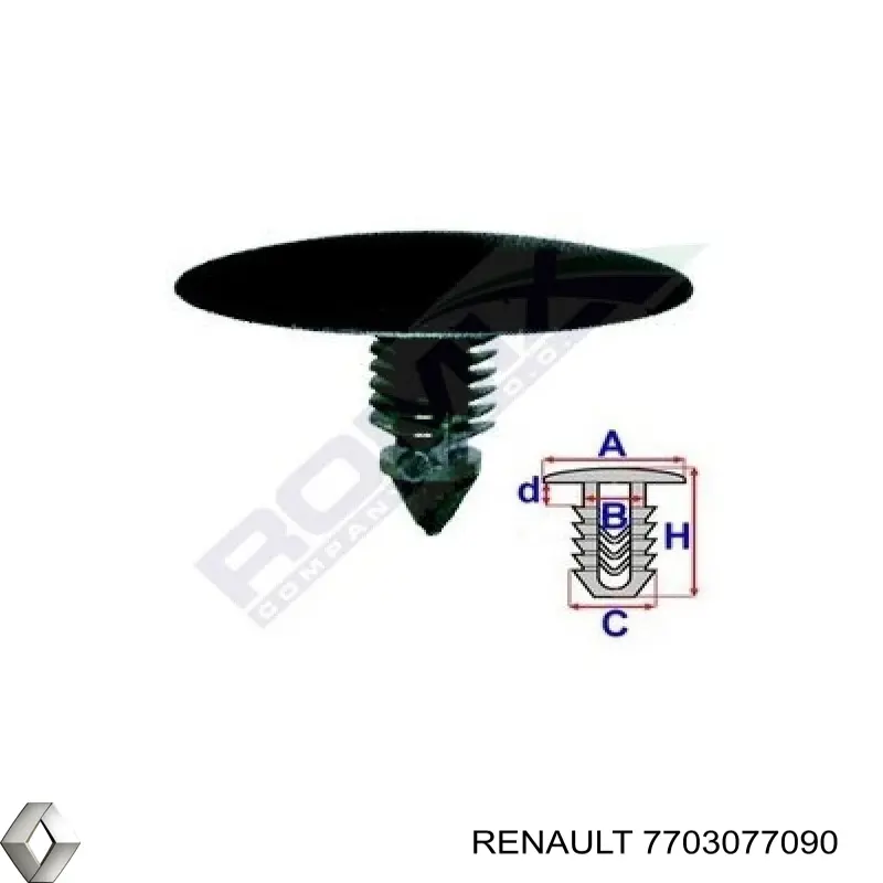 Cápsula (prendedor) de fixação de revestimento de tampa de porta-malas Renault (RVI) 7703077090 preço, a partir de 0,50 USD