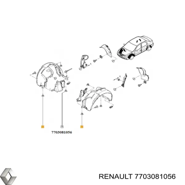 Cápsula (prendedor) de fixação do forro do pára-choque do pára-lama dianteiro Renault (RVI) 7703081056 preço, a partir de 0,68 USD