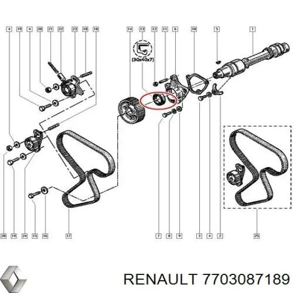 7703087189 Renault (RVI) Vedação dianteira de cambota de motor