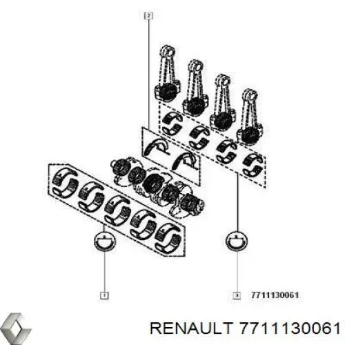7711130061 Renault (RVI) Folhas inseridas de cambota de biela, kit, padrão (STD)
