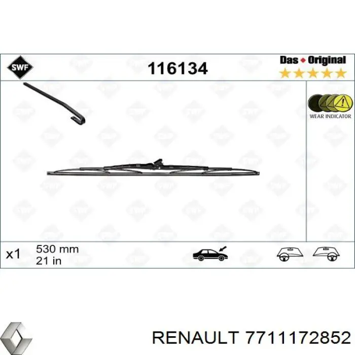 7711172852 Renault (RVI) Limpa-pára-brisas de vidro traseiro