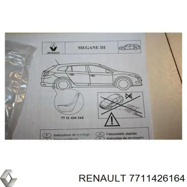 Protetores de lama traseiros, kit Renault Megane III KZ0, KZ1