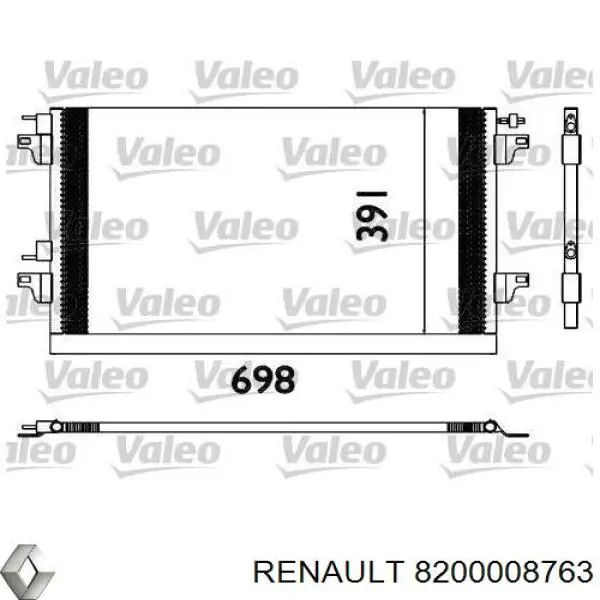 Compre 8200008763 Renault (RVI) Radiador de aparelho de ar condicionado