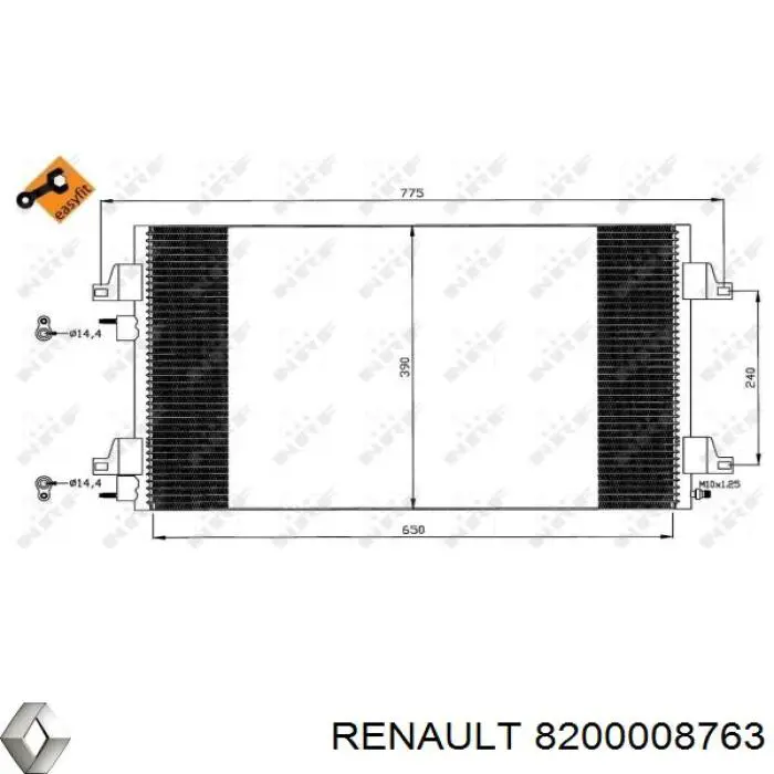 8200008763 Renault (RVI) Radiador de aparelho de ar condicionado